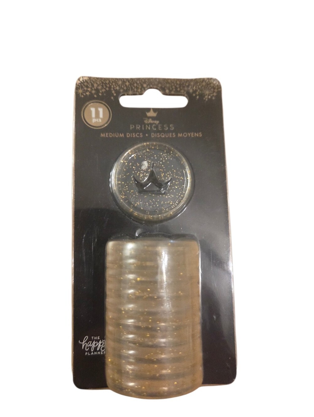 Disney Princess Gold Glitter Crown Medium Plastic Discs Set